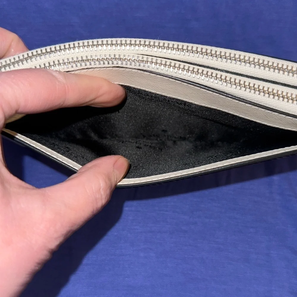 kate spade Black, White and Gray double zip Wristlet